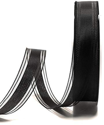 s.dekoda Trauerband 25m x 15mm Schwarz gestreift Dekoband Schleifenband Trauerschleife [2044]