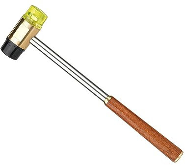 Gummihammer Ø 25 mm, Doppelkopfhammer, Schonhammer Holz, Rückschlagarm Kunststoff Schonhammer 250g für Kunststoff, Modellbau, Leder, Schmuckhandwerk (Ø 25 mm)