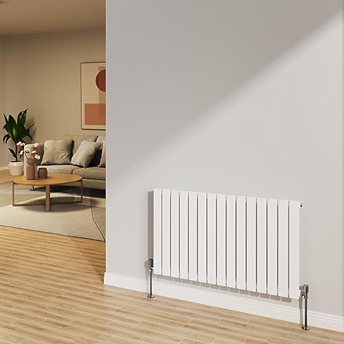 NRG 600x1020mm Bianco Lucido Radiatore Orizzontale Pannello Piatto Bagno Designer Singolo Rad Riscaldamento Centralizzato