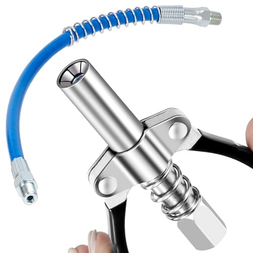 QIMEI-SHOP Fettpresse Mundstück Fettpresse Kupplung 10000 PSI G Coupler für Fettpresse mit 30cm Schlauch für Standard Schmiernippel M6/M8/M10/M12