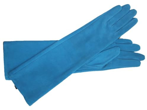 Hgvcfcv Lange Lederhandschuhe für Damen, Leder, Party, Abend, echtes Leder, lange Handschuhe, Laufsteg, Shows, Fotografie, blau, 40cm-XL