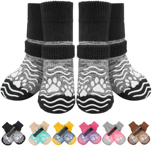 PUPTECK 2 Paar Hundesocken Anti Rutsch, Hundeschuhe Pfotenschutz Hund Verletzung Weiche Socken Hunde Innen- und Außenbereich Outdoor