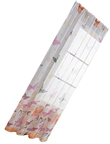 ABOOFAN Stilvolle Gardinen mit Schmetterlingsmuster Bettwäsche Stangentasche Fenstervorhänge 140 X 260 cm