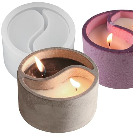 japleed Portavelas de Tai Chi, molde de silicona para velas Yin Yang, molde de cemento de resina, molde de cemento único de resina de silicona, recipiente de almacenamiento, soporte de joyería para