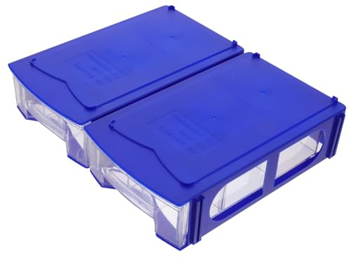 SEWOART Caja de Almacenamiento Apilable de Plástico 2piezas Azul Práctico Diseño de Cajón para Organizar Componentes y Accesorios Hogar