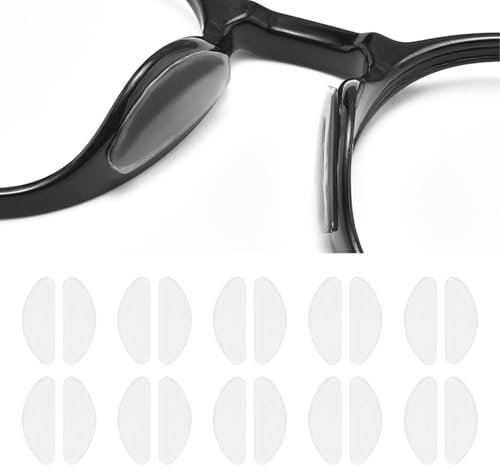 KMKANPO 10 Paia fermagli in silicone, antiscivolo per occhiali, Comfort Riduci la pressione (Trasparente)