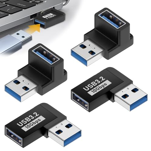 AOUZOVLI 4 Stück USB 3.2 Winkelstecker 90 Grad, Adapter für Datenübertragung, 2 Stile Konverter-Koppler für PC, Laptop