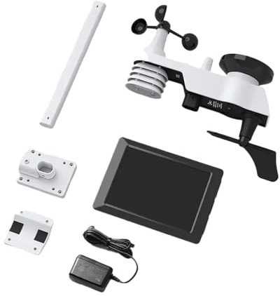 Sweet taize Estación meteorológica Profesional WiFi con termohigrómetro e Internet inalámbrico con Sensor Exterior, pluviómetro, pronóstico del Tiempo, anemómetro, medidor de nitidez