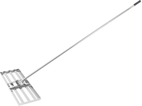 Rechen, T-förmig Rasen-Nivellierrechen Boden-Rasenrechen Rasen-Nivelliergerät mit Stiel, für mulchen, zu düngen, Laub aufzufegen im Hinterhöfen, Gärten, Weiden, Golfplätzen, 75*25*200cm Silber