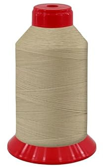 starkes 30'er Jeansgarn ungewachst für haltbare Nähte, Nähgarn Sattlergarn Ledergarn Steppgarn Knopflochgarn Zwirn, 875 Meter (Elfenbein)