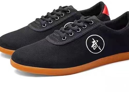 Scarpe da Arti Marziali per Uomo, Scarpe Tela da Tai Chi per Donna, Unisex Scarpe da Kung Fu da Ginnastica, Scarpe da Sportive Karate Taekwondo Wu Shu(Size:43EU,Color:Nero)
