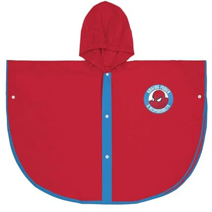 Official Spider-Man Kids Rain Poncho | Spiderman Kids Poncho | Waterproof Poncho | Kids Waterproofs | Disney Poncho | Rain Poncho Kids | Raincoat for Kids (UK, Age, 5 Years, 6 Years, Regular, Red)