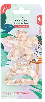 invisibobble - CLIPSTAR M Oasis Refreshed Bloom - 2-teiliges Haarspangen-Set - 1x Blumen-Form & 1x klassisches Design in sanften Beige & Rosé Tönen - Trendiger Look, sicherer Halt, gesundes Haar