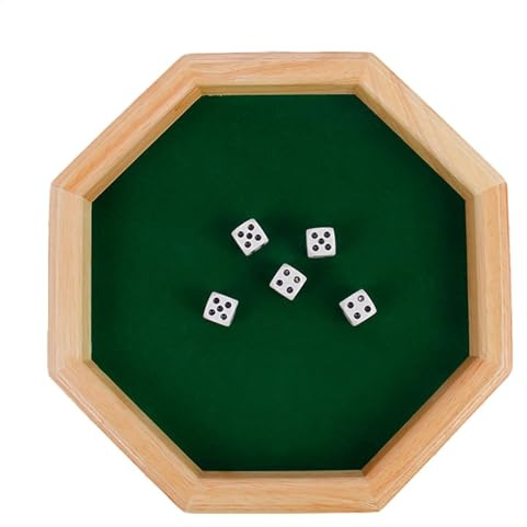 Würfelablage - Würfelablage mit achteckigem Design | Spielmatte aus Holz | Rolltablett | Matte | Spielrollbox | Tablett D