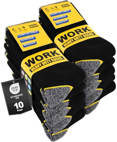 Effeet 10 paia di calze e calzini da lavoro uomo, termiche, lunghe, imbottite e rinforzate, WORK Socks