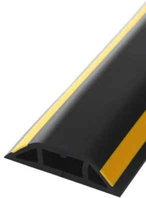 Passe Cable Sol,Cache Cable Sol Cache-câbles au sol 3 mètres Protecteur de câble au sol Cache-fils 3 canaux de cordon Caniveau de câblage au sol souple en PVC Protecteurs de câbles(Black Yellow-50mm)