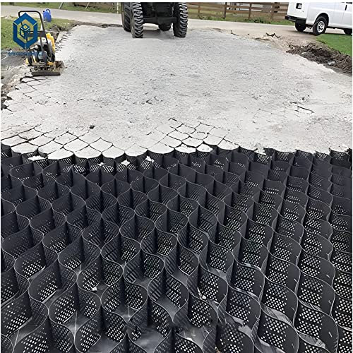 Stabilisateur de grille géo 5-10 cm pour allées de jardinage, parkings, patios – Design nid d'abeille perméable pour gravier, herbe et calcaire (5 cm de haut, 4 x)