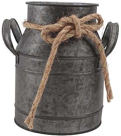 Mobestech Vintage Flower Bucket Vase Retro Iron Decorative Milk Pot for Home and Garden, Holds Dried Flowers European Style for Decoration