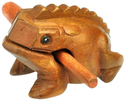 YEJBBUC Grenouille en bois Guiro Râpe Jouet de fête Shaker Instruments de musique Shaker Guiro 8 x 8 cm