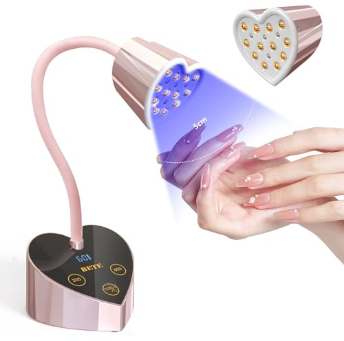 BETE Mini Lampe UV Ongles Gel Séchage Rapide Lampe- Pliable à 360° Col de Cygne Avec Capteur Intelligent USB Portable Sans fil 30 W Rechargeable Avec 3 Minuteries Pour Salon et Maison