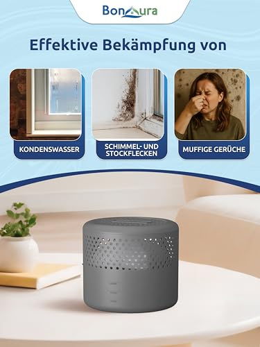BonAura® 4x Luftentfeuchter ohne Strom + 20 x 400g Luftenfeuchter Nachfüllpack - Raumentfeuchter bis 40m² für Keller, Bad uvm. - Entfeuchter und Luftentfeuchter Granulat im Set - Schutz vor Schimmel