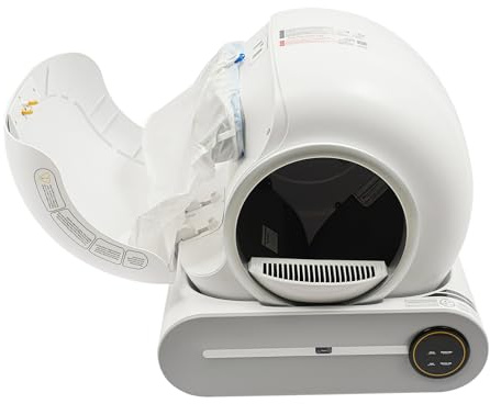 65L Selbstreinigende Katzentoilette – Elektrisches Katzenklo mit WiFi/App, Geruchsbeseitigung & Sicherheitssensoren – Automatische Katzen-Toilette für Katzen bis 8kg (Weiß)