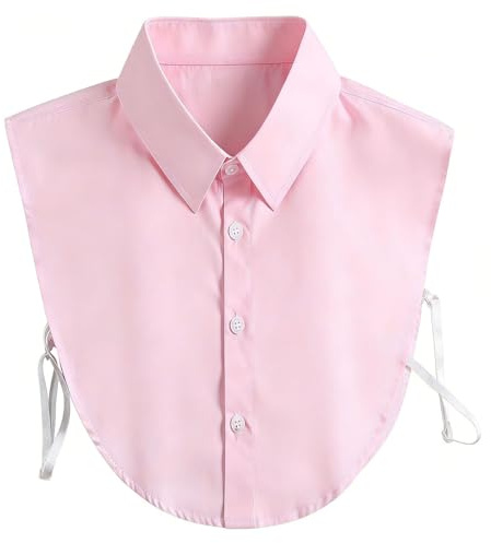 Makroyl Fake Collar Detachable Half Shirts Women's Fake Collar Blouse Top Adjustable Tie Straps White Collar Half Shirt Blouse False Collar Detachable for Women Girls