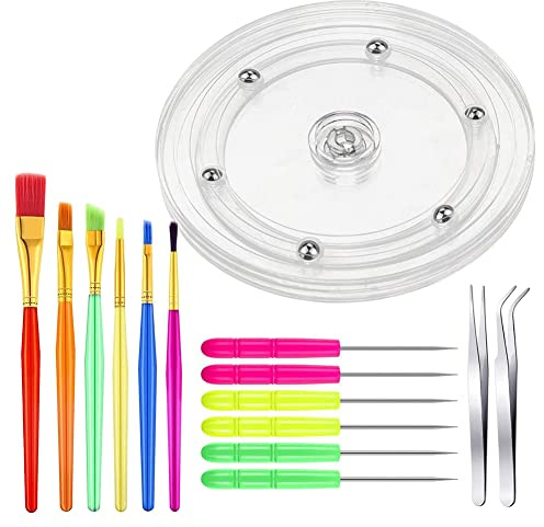 Agmoctz 15 Piezas Suministros de Kit de DecoracióN de Galletas, Placa Giratoria para Galletas, Cepillos para Galletas, Agujas de Trazar para Utensilios de Cocina para Hornear