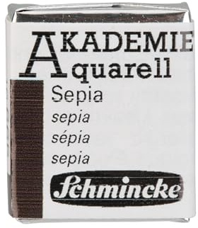 Schmincke – AKADEMIE® Aquarell, feine Künstler-Aquarellfarben, Sepia, 16 665 044, halbes Näpfchen, Aquarellmalerei, vegane Wasserfarbe