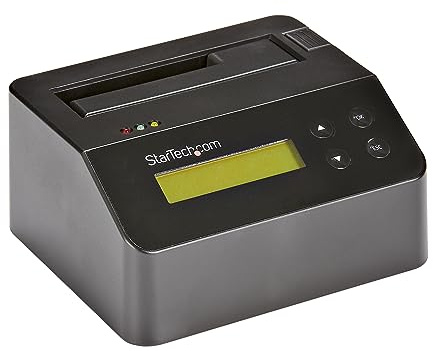 StarTech.com Single Bay Hard Drive Eraser, Standalone HDD/SSD Sanitizer, USB 3.0 to SATA II (3 Gbps), 9 Erase Modes, LCD Display, Secure Erase, Hard Disk Sanitizer, DB-9 Printer Port, TAA (SDOCK1EU3P)
