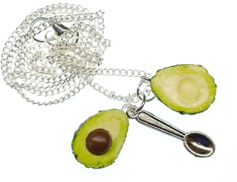 Miniblings Avocado Kette Halskette 45cm versilbert Gemüse Sommer Urlaub | Halsschmuck aus eigener Fertigung in Berlin, auch als Mitbringsel geeignet