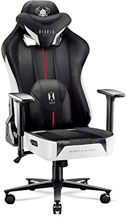 DIABLO Sedia da Gaming in Tessuto X-Player 2.0 - Gaming Chair Ergonomica Braccioli 3D - Cuscino Cervicale/Lombare Funzione Dondolo - Sedia per PC, Poltrona Gaming, Sedia Ufficio 150 kg - Normal (L)