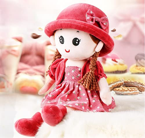Stoffpuppe babypuppe Püppchen mit Haar Weiche Puppe Baby Kinder Mädchen Kuscheltier Baby Doll Plüschtier Gefüllte Puppen Mädchen Plüsch Spielzeug Geburt Taufgeschenk Schlafen Spielen Kuschelpuppe