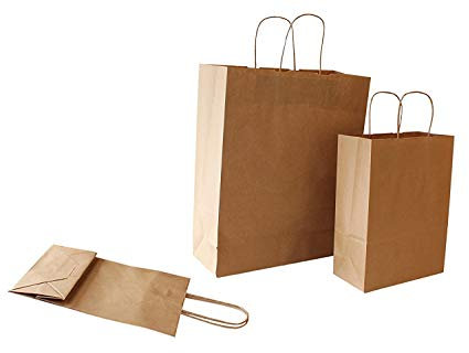 PGV Papiertragetaschen mit Kordel BRAUN - Verschiedene Größen und Mengen (15 + 8 x 20 cm, 100 Stück)