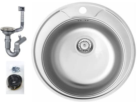 Faizee Home | Edelstahlspüle – Robuste Einbauspüle für Küche mit großem Becken | Auflagespüle aus hochwertigem Edelstahl inkl. Siphon-Set (Ohne Armatur, 51)