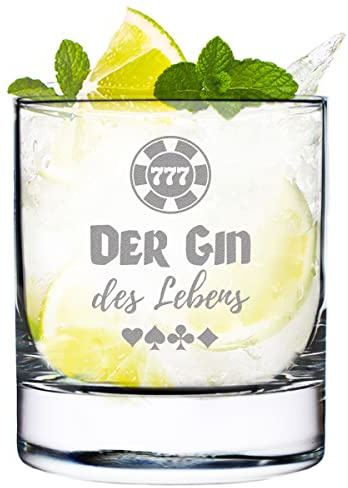 Tonic Ginglas graviert mit Spruch Lasergravur - Cocktailglas - Genuss - Sommergetränk - 320 ml Volumen - Für Männer und Frauen - Geburtstagsgeschenk Kaltgetänk - Spruch: Der Gin des Lebens