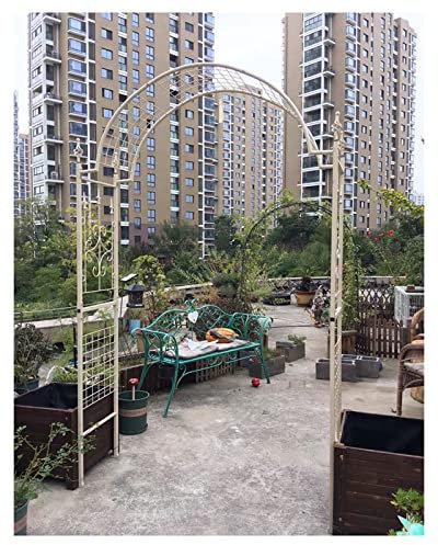 Rosenbogen Verzinkt 240x120x40cm Metall Pergola Rankhilfe Rankgitter Torbogen Gartenbogen Deko Rosengestell Rankenbogen Witterungsbeständig, Geschwungener Spitz Zulaufender