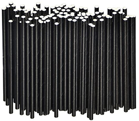 Kleine schwarze Papierstrohhalme für Cocktails, Kaffee & Short Drinks - 14,6 x 0,6 cm, 500 Stück - 100% biologisch abbaubar und kompostierbar