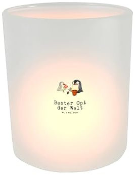 Mr. & Mrs. Panda Windlicht Opi - Geschenk, Windlicht Glas, Mitbringsel, Windlicht Dekorieren, Kleinigkeit, Teelichtgläser, Kerzenglas,