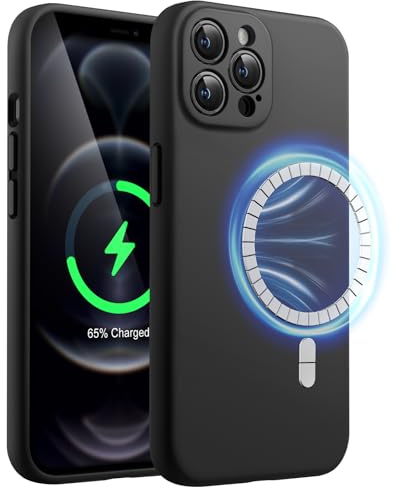 JETech Magnetische Silikon Hülle für iPhone 12 Pro Max, Schwarz