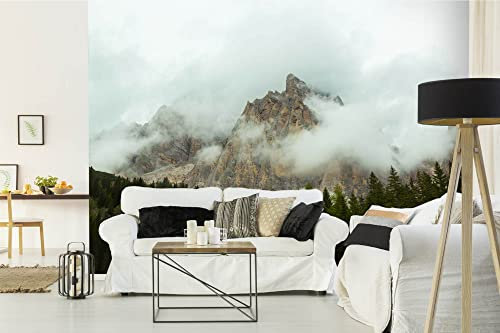 Vlies Fototapete NEBEL IN DEN DOLOMITEN 375 x 250 cm (inkl. Kleister) - Vlies Tapete, Wandtapete, Wandbilder - Tapete für Wohnzimmer Schlafzimmer, Büro, Küche - Montagefertig