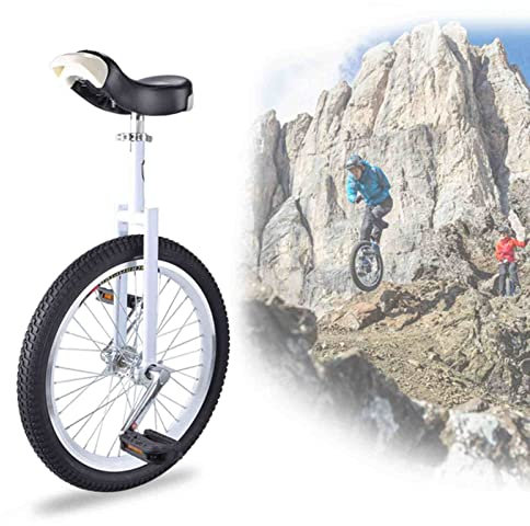 Einrad weißes Einrad mit Rahmen aus Aluminiumlegierung, Einräder für Kinder/Jungen/Mädchen, Anfänger, rutschfeste Bergreifen, Balance, Radfahren, 45,7 cm