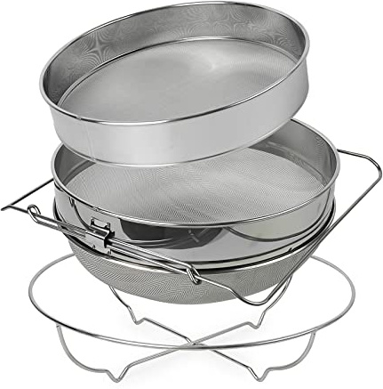 Luwint Stor dubbelsil honungssil med stativ, 30 cm rostfritt stål honungsfilter nät sil bi honungssil skräp sil honung skörd verktyg biodling utrustning