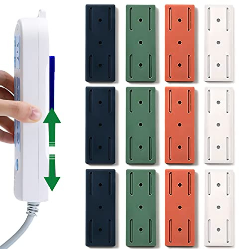 Orden en segundos: 12 unidades de soportes autoadhesivos para regleta, router, cocina, Power Strip Holder, soporte de pared, soporte de pared, soporte – Multicolor