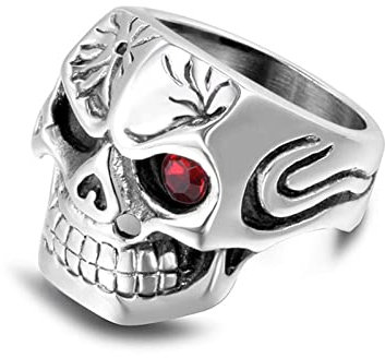 Vorsteckring Silber, Schädel Ring Titan Edelstahl Kubikzirkonia Totenkopfring Breite 22mm Mode Geschenk Ring Größe 60 (19.1)