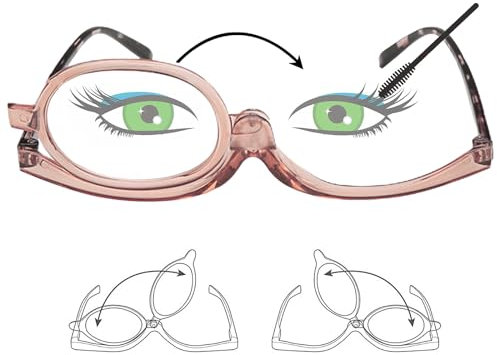 Comioke Occhiali da Lettura per Trucco da Donna,Occhiali da Trucco Donne Portatili Rotanti e pieghevoli Ingrandisci,Occhiali per il Make up con Lente Reversibilem,Occhiale Monolente per il Trucco