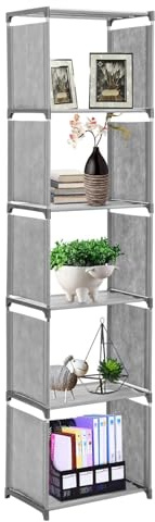 Youyijia 6 Tier 5 Cubes Modern Book Shelves Storage Shelf Tall Narrow Bookcase Display Unit Organizer Cube Display Shelves for Living Room, Bedroom