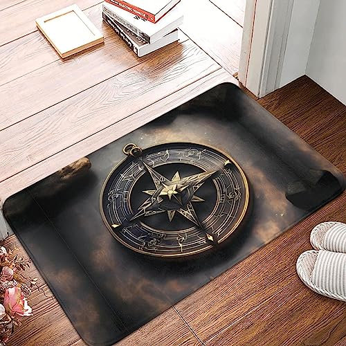 STejar Tappeto antiscivolo con retro in gomma con bussola, design magico, zerbino assorbente e antimacchia, tappetino per ingresso interno 40 x 60 cm