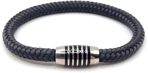Armband Antrazit aus farbintensiven Paracord-Segeltau mit schwarz emailliertem Edelstahlmagnetverschluss (19.0)