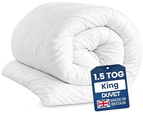 ml MassAri Limited King Duvet 1.5 Tog | Cool Summer Duvets for Hot Nights | Made in UK Quilt | Anti-Allergy, Breathable & Hollowfibre Filling Duvet (220x230cm)